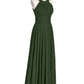 Tobey Cabestro Gasa Vestido De Dama De Honor De Espalda Abierta Verde Oliva Tallas Grandes
