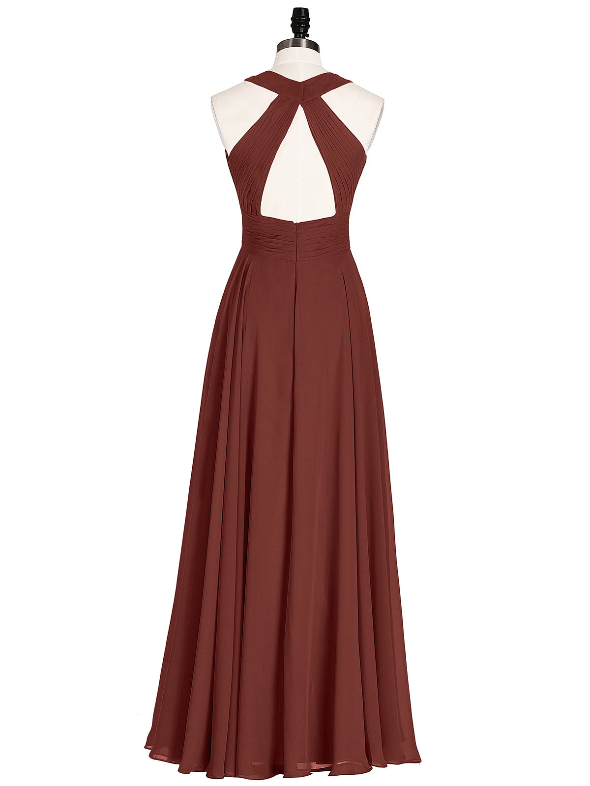 Tobey Cabestro Gasa Vestido De Dama De Honor De Espalda Abierta Terracota