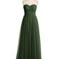 Vestidos de tul sin tirantes con escote en corazón y lazo Verde Oliva Tallas Grandes