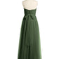 Vestidos de tul sin tirantes con escote en corazón y lazo Verde Oliva Tallas Grandes