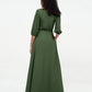 Vestidos máximos de chiffon con escote en V profundo y mangas 1/2 Verde Oliva Tallas Grandes
