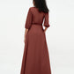Vestidos máximos de chiffon con escote en V profundo y mangas 1/2 Terracota