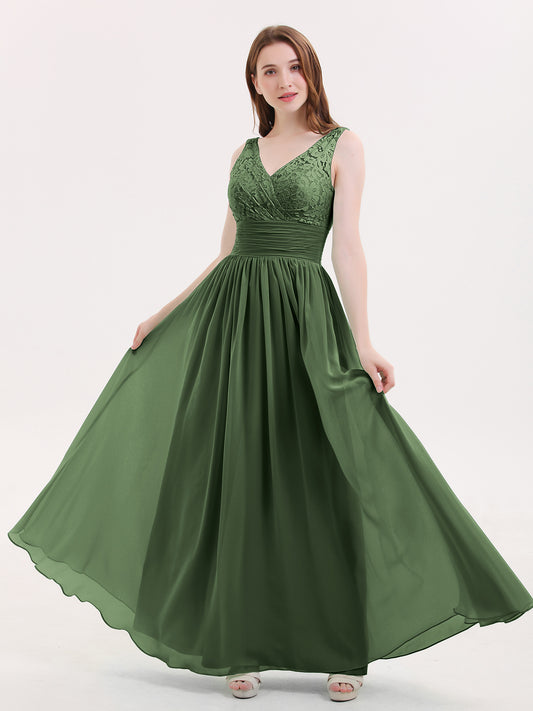 Valerie Encaje Y Gasa Vestidos Con Espalda Abierta Verde Oliva Tallas Grandes