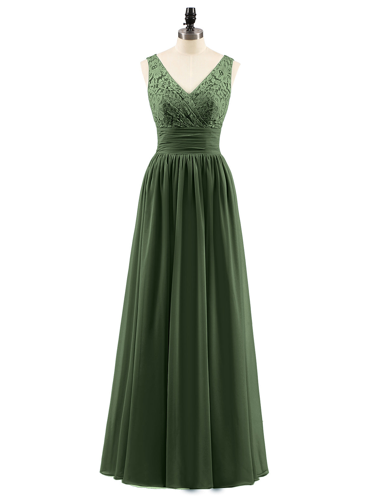 Valerie Encaje Y Gasa Vestidos Con Espalda Abierta Verde Oliva Tallas Grandes
