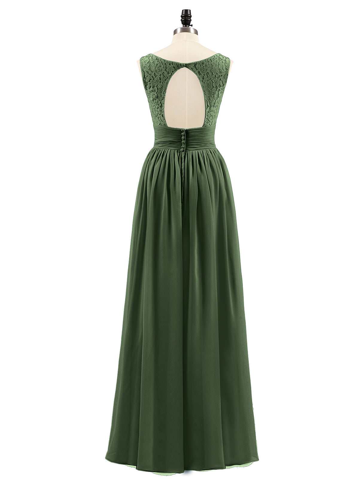 Valerie Encaje Y Gasa Vestidos Con Espalda Abierta Verde Oliva Tallas Grandes