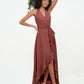 Vestidos asimétricos de chiffon con cuello halter y escote en V profundo Terracota