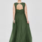 Vestidos largos de tul cruzado plisado con tirantes decorados con cuentas Verde Oliva Tallas Grandes