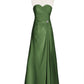 Verna Sin Tirante Novio Vestido Con Apertura Verde Oliva Tallas Grandes