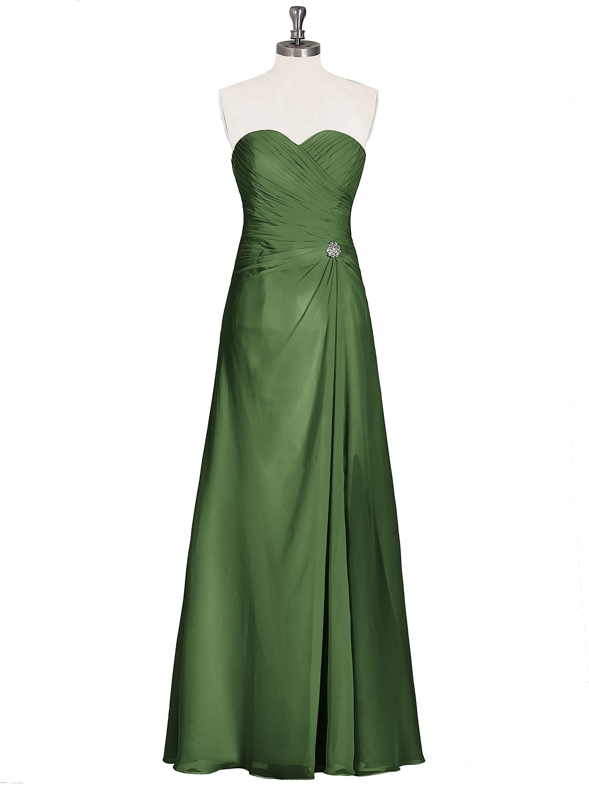 Verna Sin Tirante Novio Vestido Con Apertura Verde Oliva Tallas Grandes