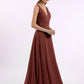 Vestidos de dama de honor de chiffon con escote en V y tirantes finos Terracota
