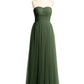 Vestidos largos de dama de honor sin tirantes con escote en corazón y falda de tul Verde Oliva Tallas Grandes