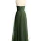 Vestidos largos de dama de honor sin tirantes con escote en corazón y falda de tul Verde Oliva Tallas Grandes