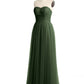 Vestidos largos de dama de honor sin tirantes con escote en corazón y falda de tul Verde Oliva Tallas Grandes
