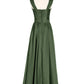 Vivien Hombro Tirante Encaje Y Gasa Largo Vestido Verde Oliva Tallas Grandes
