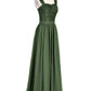 Vivien Hombro Tirante Encaje Y Gasa Largo Vestido Verde Oliva Tallas Grandes