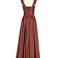 Vivien Hombro Tirante Encaje Y Gasa Largo Vestido Terracota Tallas Grandes