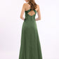 Vestidos con cuerpo de encaje y falda de chiffon con abertura Verde Oliva