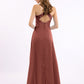Vestidos con cuerpo de encaje y falda de chiffon con abertura Terracota