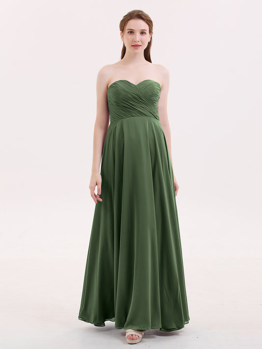 Wendy Sin Tirante Novio Maxi Vestido De Dama De Honor Verde Oliva