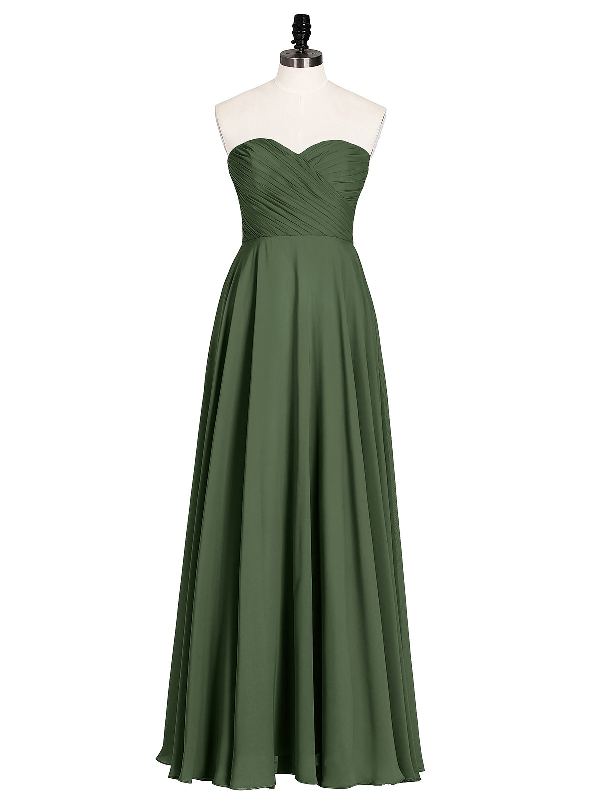 Wendy Sin Tirante Novio Maxi Vestido De Dama De Honor Verde Oliva Tallas Grandes