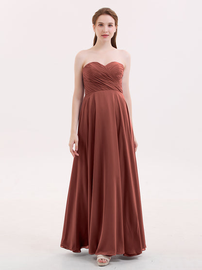 Wendy Sin Tirante Novio Maxi Vestido De Dama De Honor Terracota