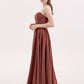 Wendy Sin Tirante Novio Maxi Vestido De Dama De Honor Terracota