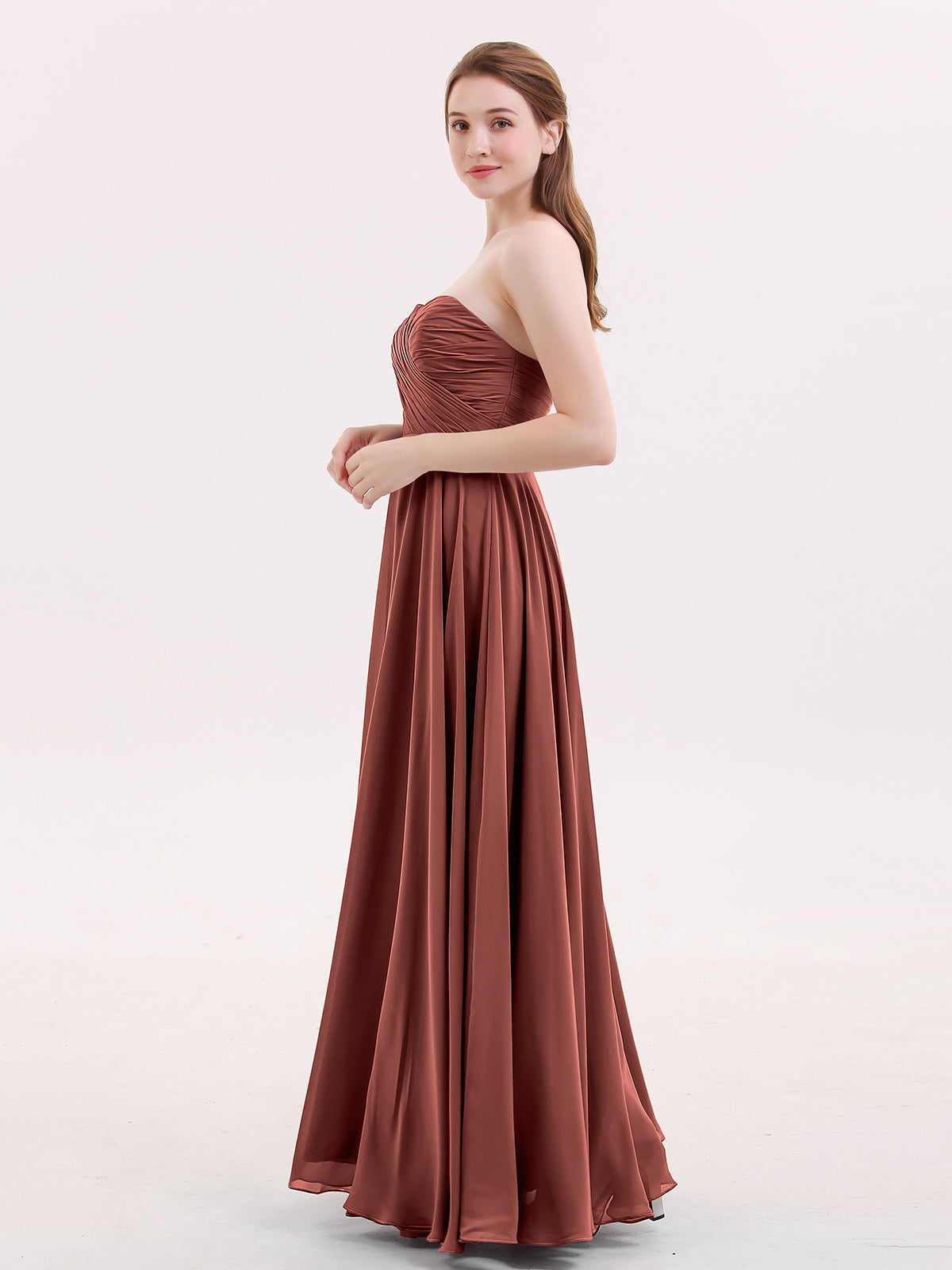 Wendy Sin Tirante Novio Maxi Vestido De Dama De Honor Terracota Tallas Grandes