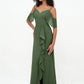 Vestidos de columnas con tirantes spaghetti y abertura Verde Oliva Tallas Grandes