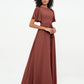 Vestidos máximos de chiffon con mangas de volantes y lazo en la cintura Terracota