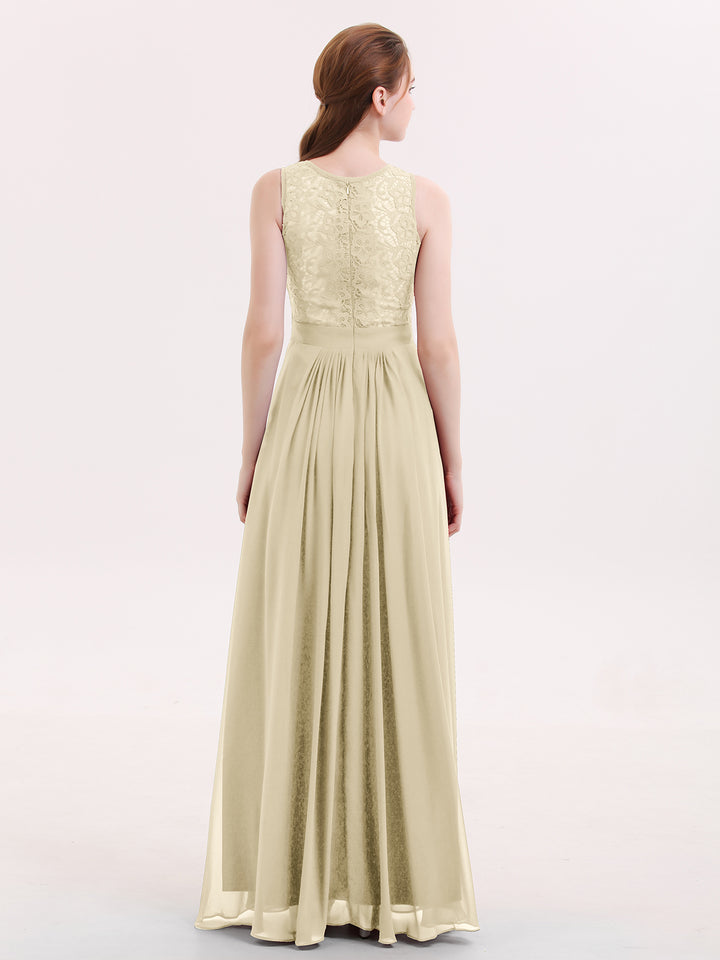 Vestidos de dama de honor de chiffon con escote en V y tirantes finos Champán Tallas Grandes main image 1