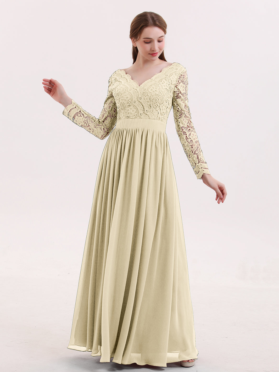 Vestido Delicado De Chiffon Para Dama De Honor Junior Con Mangas De Volantes Y Escote En V Cabernet main image 1