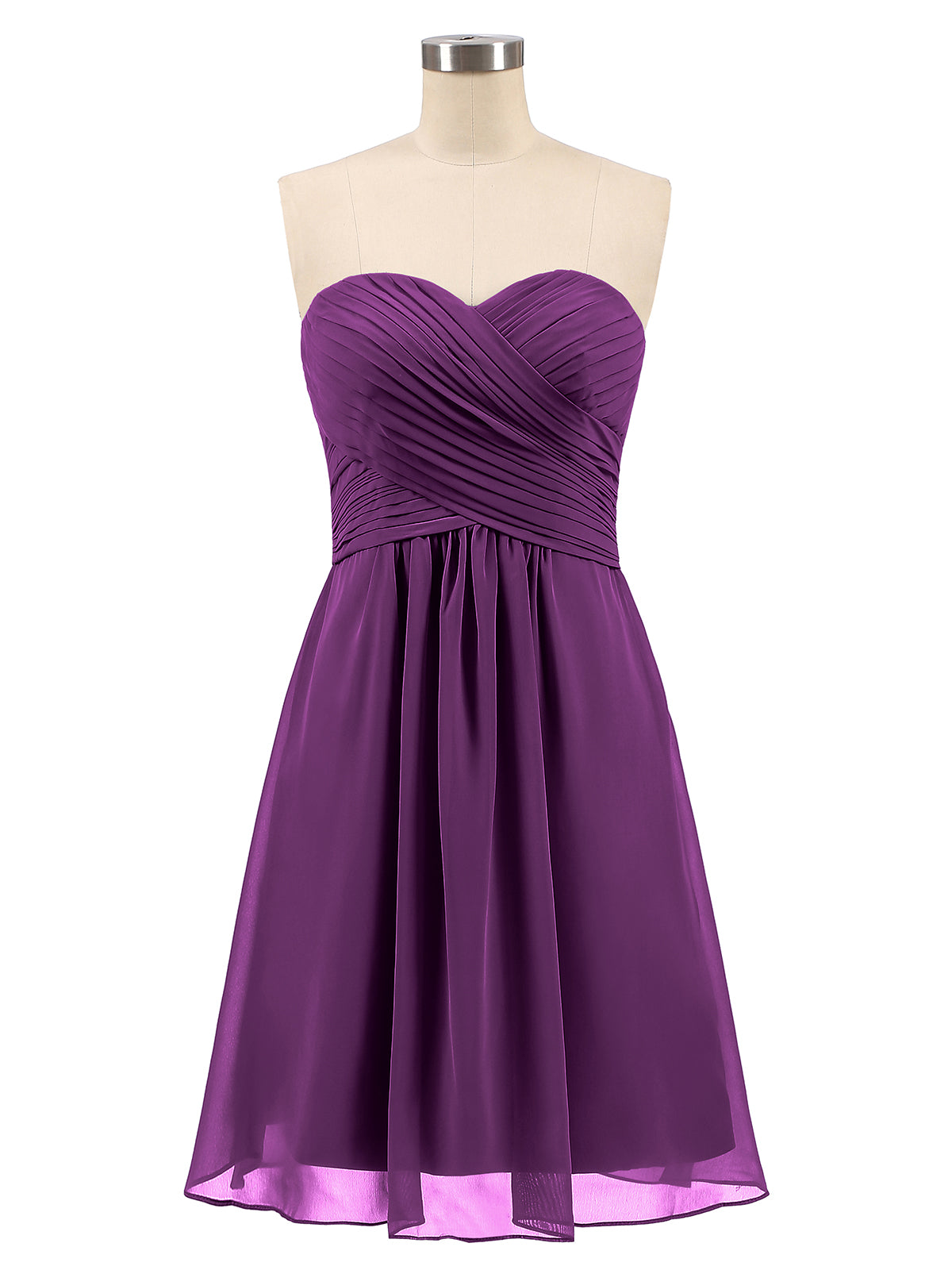 Samantha Sin Tirante Novio Corto Vestido De Dama De Honor Uva