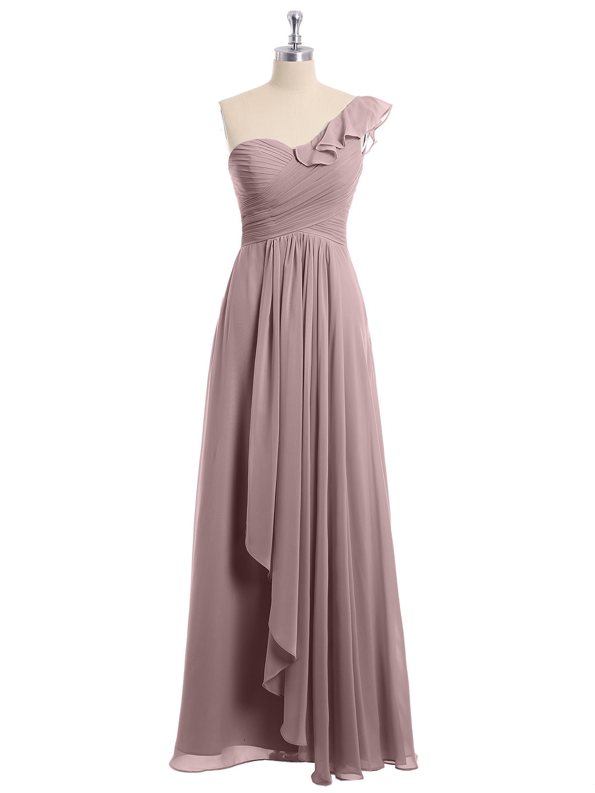 Eden Un Volante Hombro Largo Vestido De Dama De Honor Malva Vintage Tallas Grandes BABARONI babaroni es